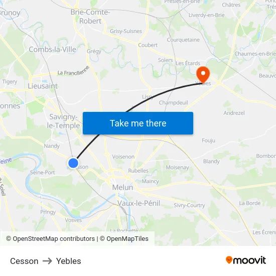 Cesson to Yebles map