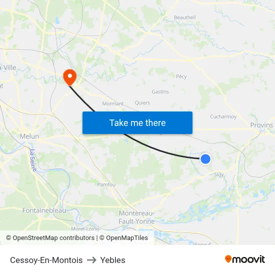 Cessoy-En-Montois to Yebles map