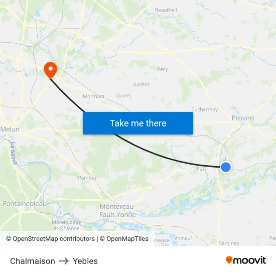 Chalmaison to Yebles map
