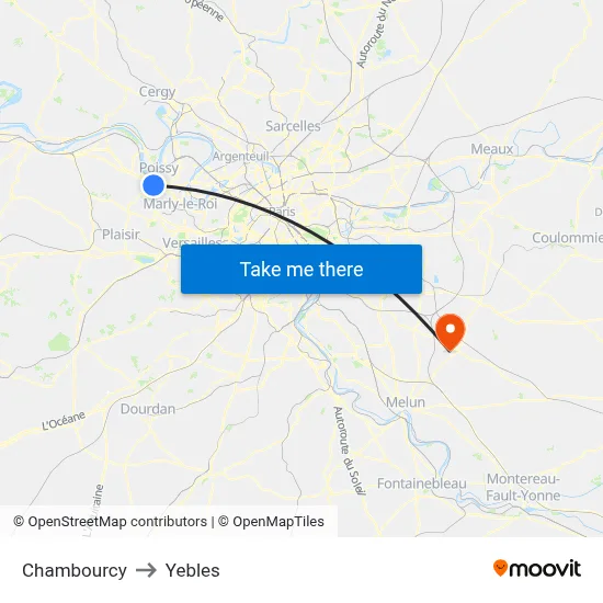 Chambourcy to Yebles map