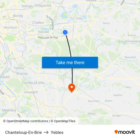 Chanteloup-En-Brie to Yebles map