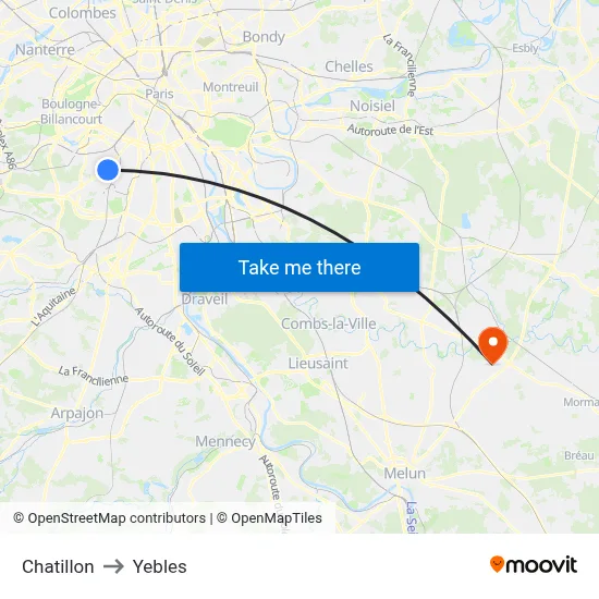 Chatillon to Yebles map