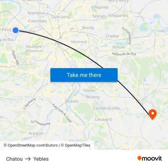 Chatou to Yebles map