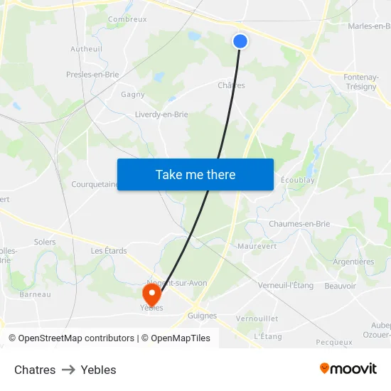 Chatres to Yebles map