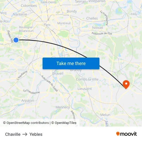 Chaville to Yebles map