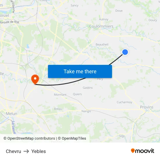 Chevru to Yebles map