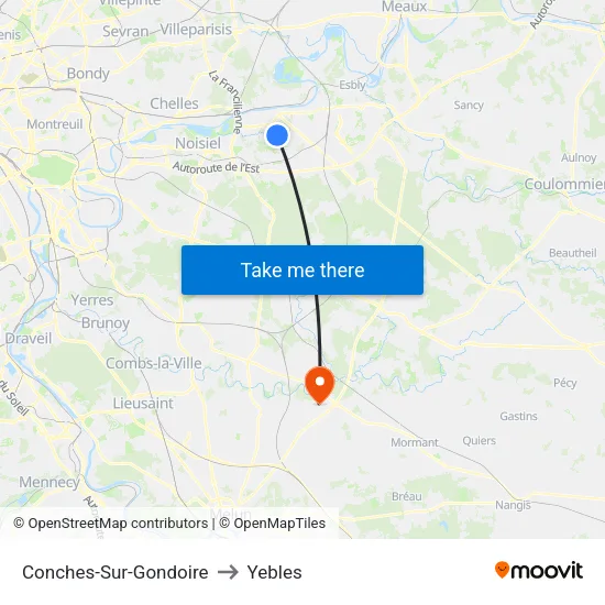 Conches-Sur-Gondoire to Yebles map