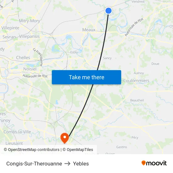 Congis-Sur-Therouanne to Yebles map
