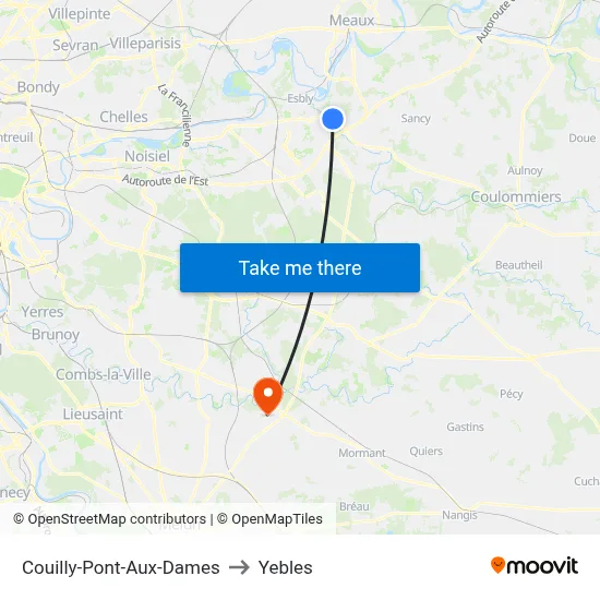 Couilly-Pont-Aux-Dames to Yebles map