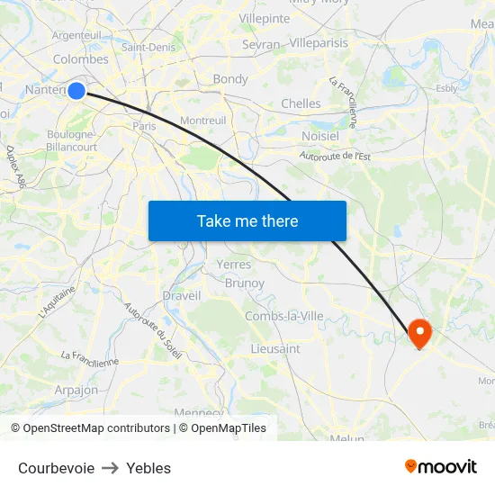 Courbevoie to Yebles map