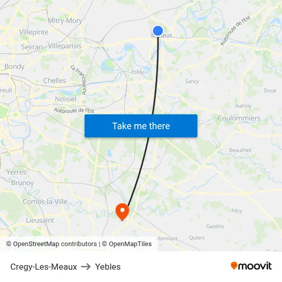 Cregy-Les-Meaux to Yebles map