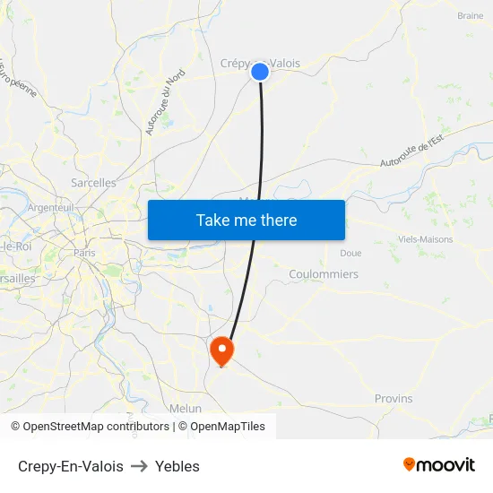 Crepy-En-Valois to Yebles map