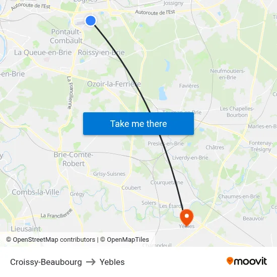 Croissy-Beaubourg to Yebles map