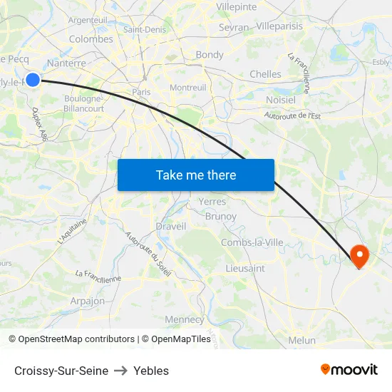 Croissy-Sur-Seine to Yebles map
