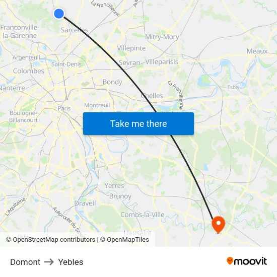 Domont to Yebles map