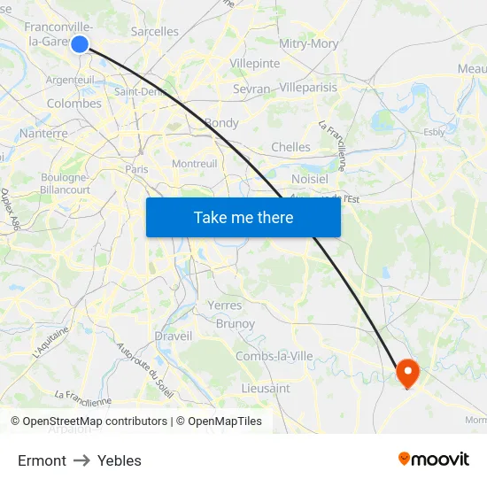 Ermont to Yebles map