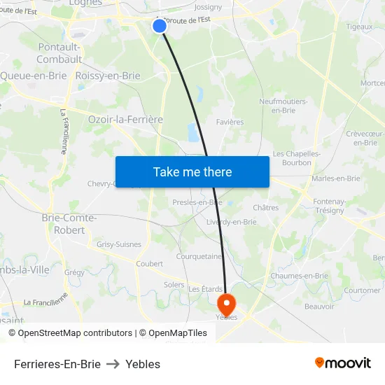 Ferrieres-En-Brie to Yebles map