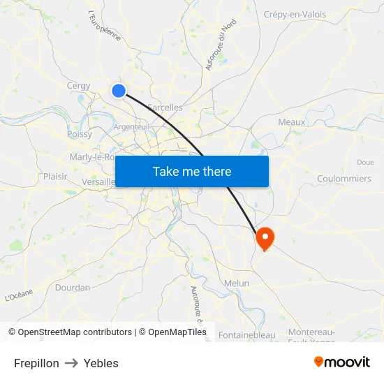 Frepillon to Yebles map
