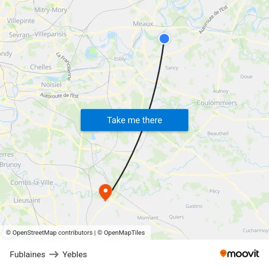 Fublaines to Yebles map