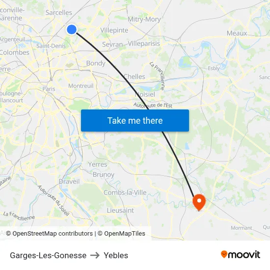 Garges-Les-Gonesse to Yebles map