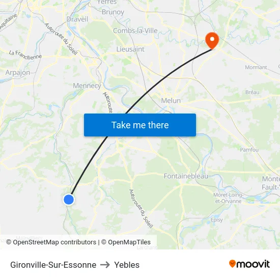 Gironville-Sur-Essonne to Yebles map