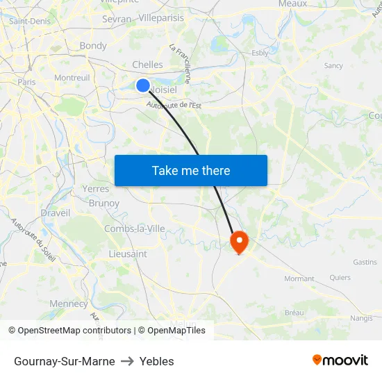 Gournay-Sur-Marne to Yebles map