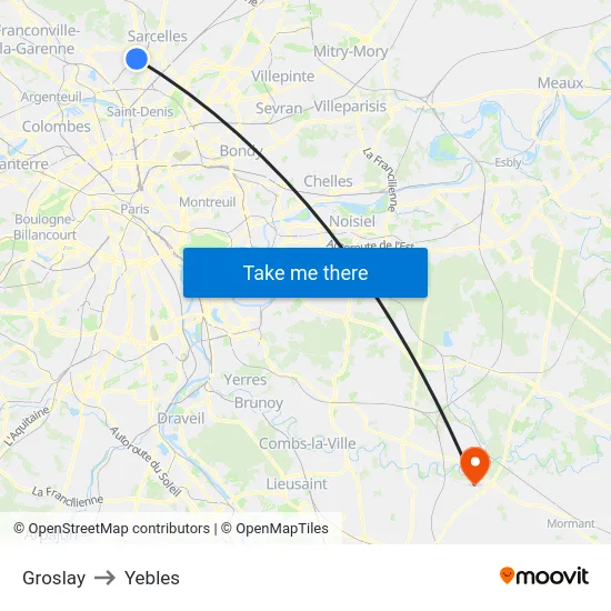 Groslay to Yebles map