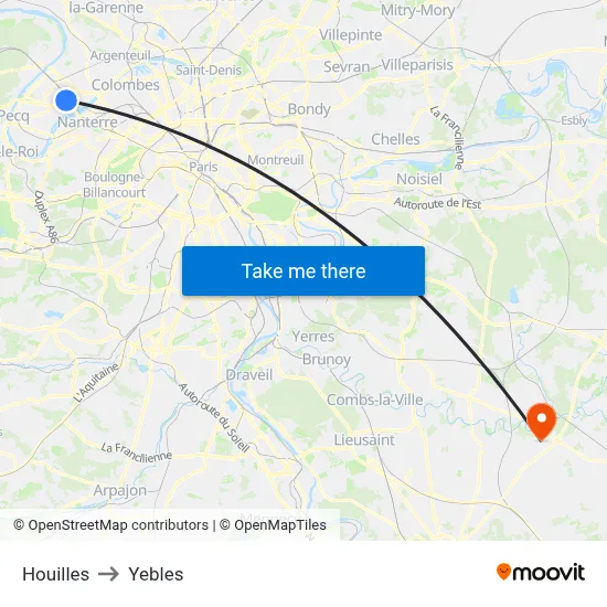 Houilles to Yebles map