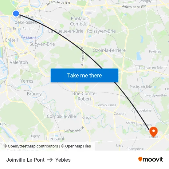Joinville-Le-Pont to Yebles map