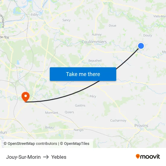 Jouy-Sur-Morin to Yebles map