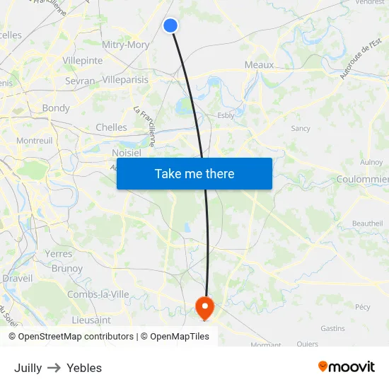 Juilly to Yebles map