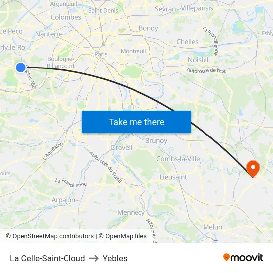 La Celle-Saint-Cloud to Yebles map