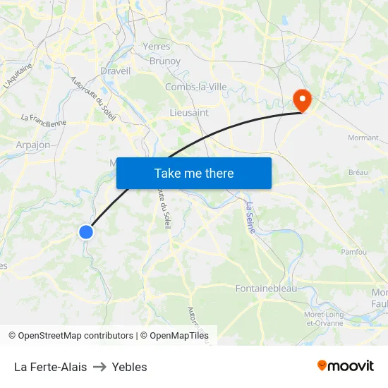 La Ferte-Alais to Yebles map