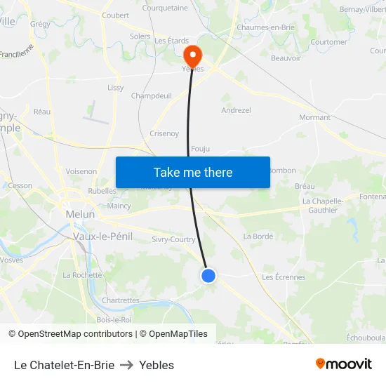 Le Chatelet-En-Brie to Yebles map