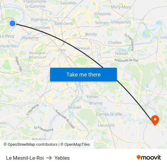 Le Mesnil-Le-Roi to Yebles map
