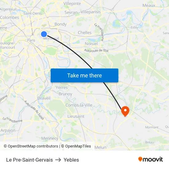 Le Pre-Saint-Gervais to Yebles map