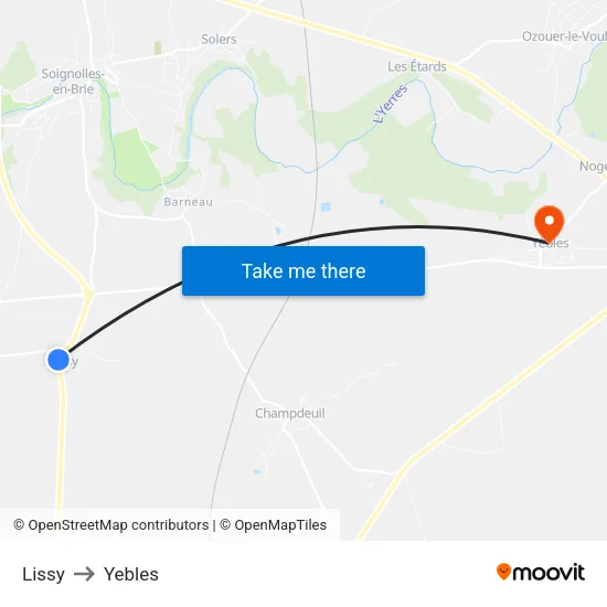 Lissy to Yebles map