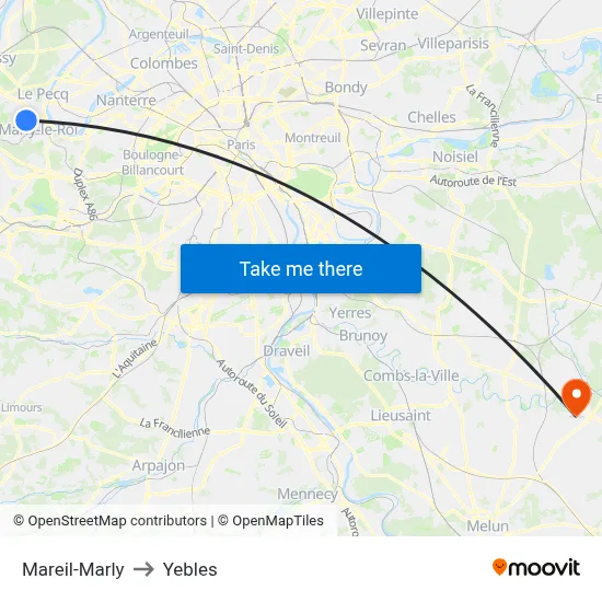 Mareil-Marly to Yebles map