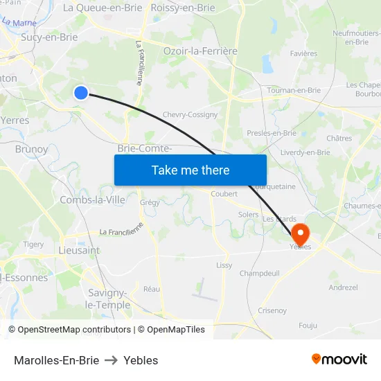 Marolles-En-Brie to Yebles map