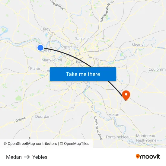 Medan to Yebles map