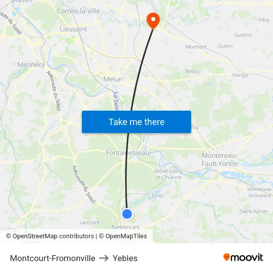 Montcourt-Fromonville to Yebles map