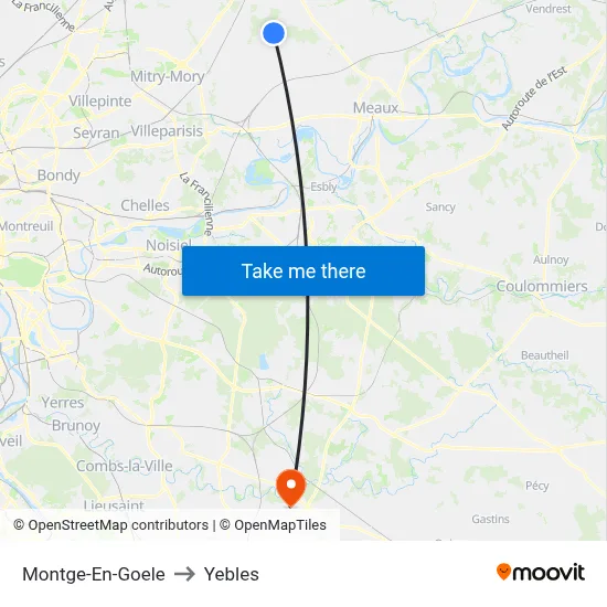 Montge-En-Goele to Yebles map