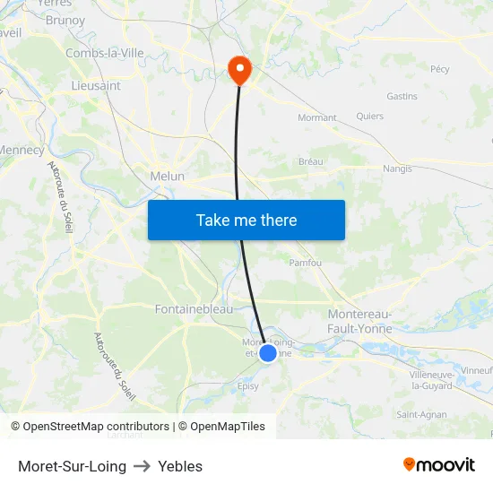 Moret-Sur-Loing to Yebles map