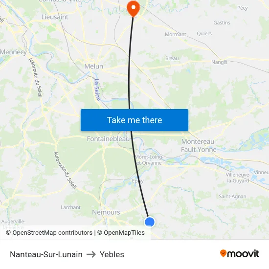 Nanteau-Sur-Lunain to Yebles map