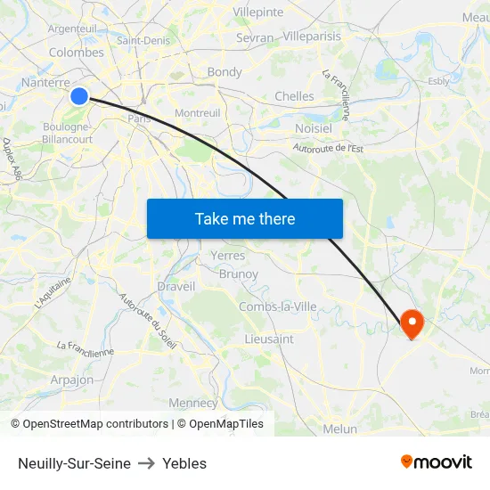 Neuilly-Sur-Seine to Yebles map