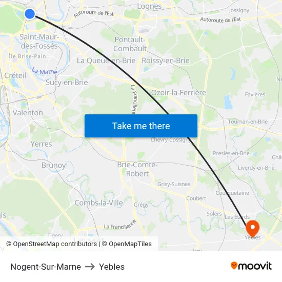Nogent-Sur-Marne to Yebles map