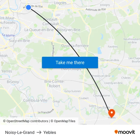 Noisy-Le-Grand to Yebles map