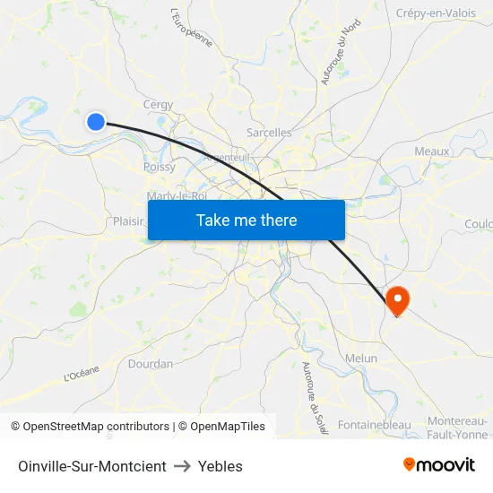 Oinville-Sur-Montcient to Yebles map