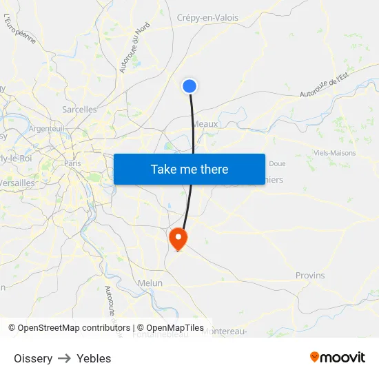 Oissery to Yebles map