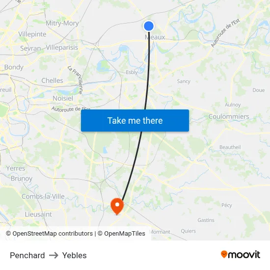 Penchard to Yebles map